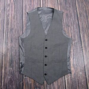 Suit Vest Mens 38 Dress Code Gray Wool Polyester 3 Piece Slim Formal Belted